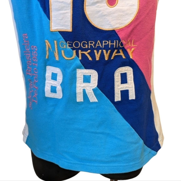 Men's Pink and Blue Polo Shirt - Picture 7 of 11